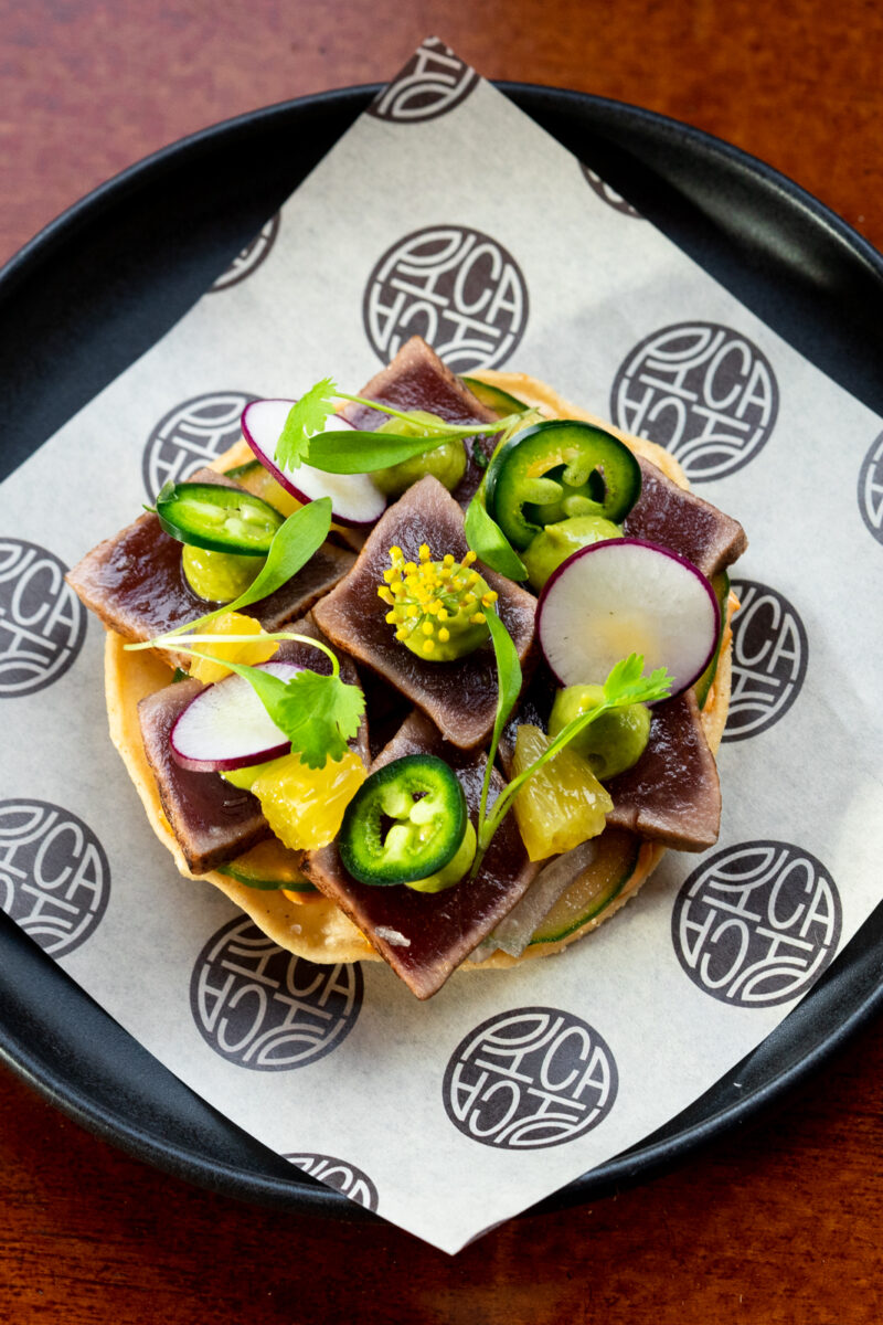 Tuna Steak taco at PICA, Belmont Road. Photography: Elaine Hill, Belfast, Northern Ireland. - Food photography of a tuna steak taco at PICA, Belmont Road
